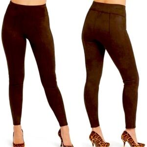 SPANX dark brown faux suede leggings Sz L